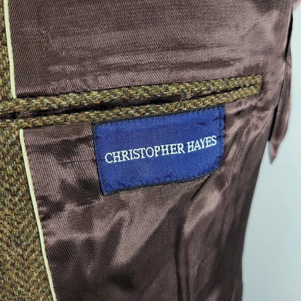 Christopher Hayes Men's Tweed Sport Coat Blazer Two Button Brown Herringbone 41L